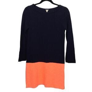 J Crew Preppy Minimalist Color Block Normcore Boat Neck Long Sleeve Dress XXS